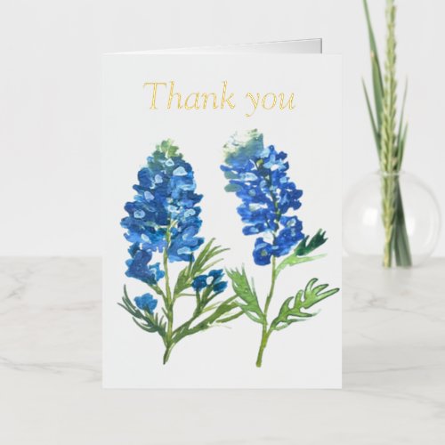 Bluebonnets Texas Blue Floral vintage watercolor Foil Greeting Card