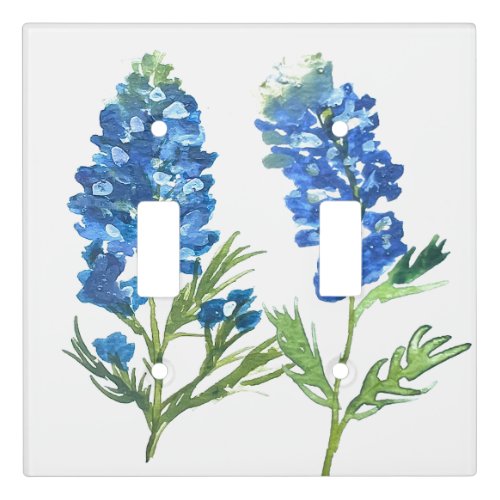 Bluebonnets Texas Blue Floral vintage watercolor Light Switch Cover