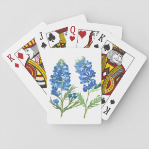 Bluebonnets Texas Blue Floral vintage watercolor Playing Cards