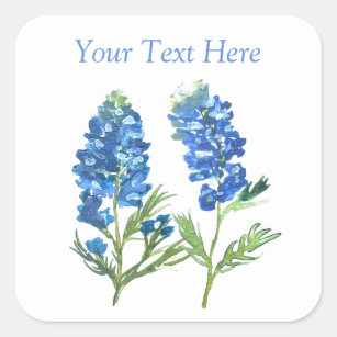 Bluebonnets Texas Blue Floral vintage watercolor Square Sticker