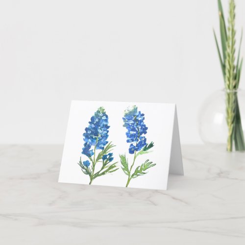 Bluebonnets Texas Blue Floral vintage watercolor Thank You Card