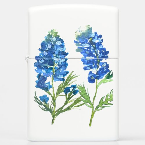 Bluebonnets Texas Blue Floral vintage watercolor Zippo Lighter