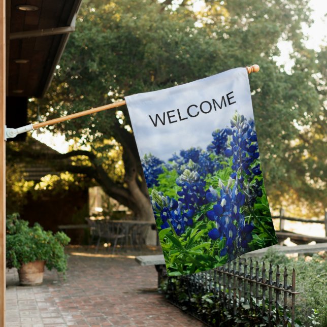 Bluebonnets Texas Blue Flowers Lupine House Flag (In SItu)