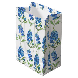 Bluebonnets Texas Blue Flowers Watercolor Medium Gift Bag