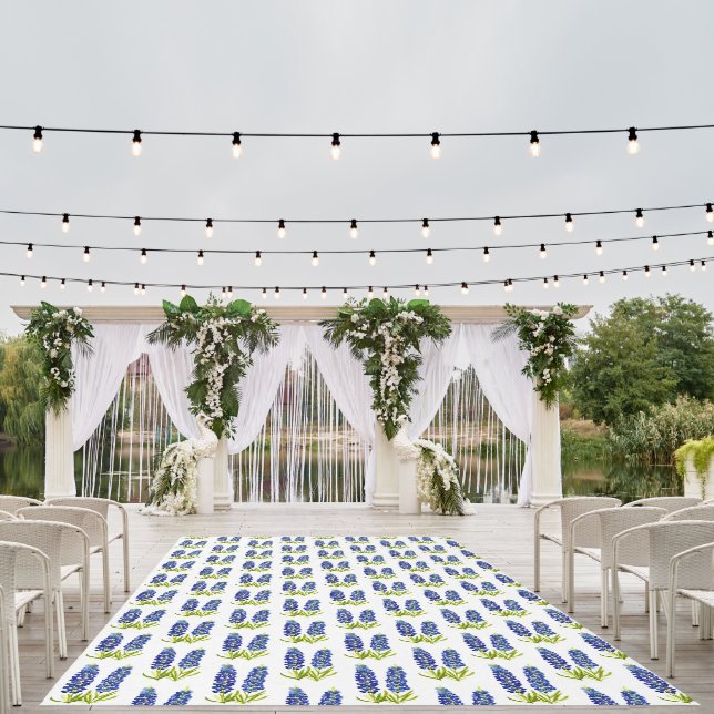 Bluebonnets Texas Blue Flowers Watercolor Outdoor Rug (Insitu (Wedding 1))
