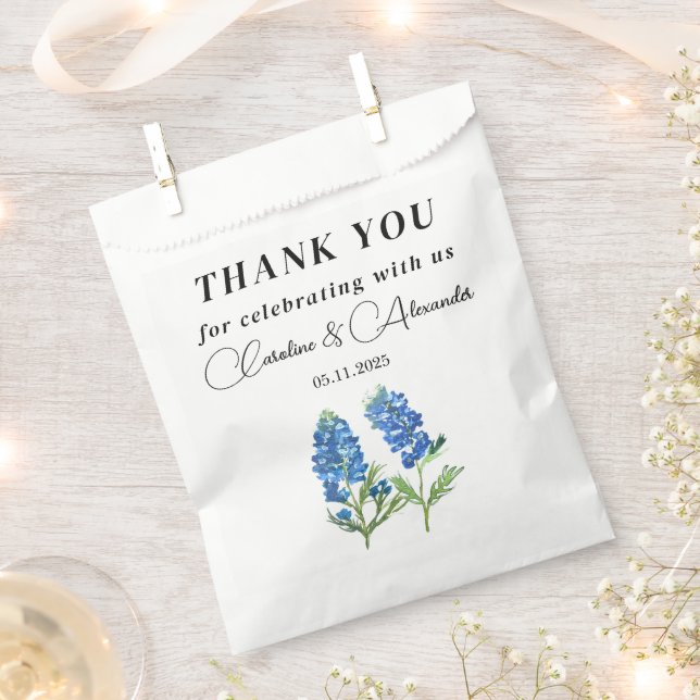 Bluebonnets Texas Floral Modern Chic Wedding Favor Bag (Clipped)