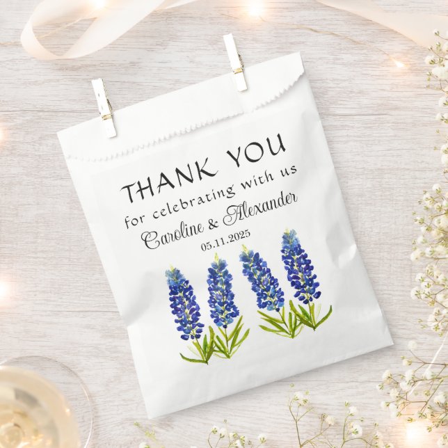 Bluebonnets Texas Floral Modern Chic Wedding Favor Bag (Clipped)