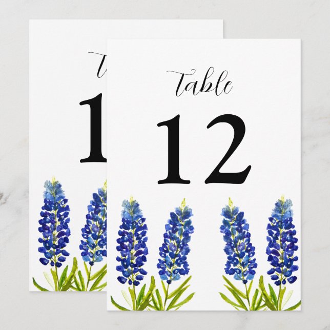 Bluebonnets Texas Floral Wildflower Blue Wedding Invitation (Front/Back)