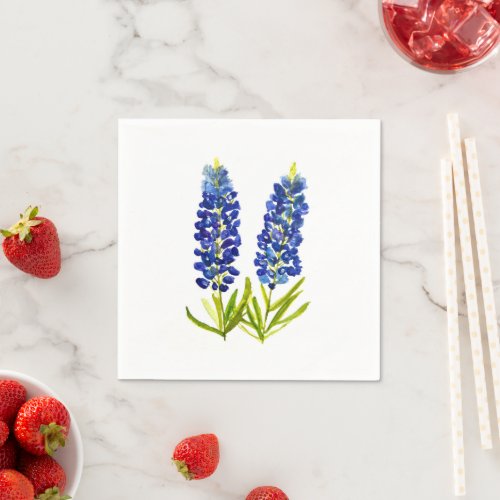 Bluebonnets Texas Floral Wildflower Watercolor Napkins