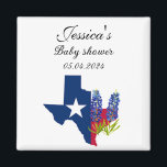 Bluebonnets Texas flower Floral Baby shower Magnet<br><div class="desc">Bluebonnets watercolor flowers. Garden. Texas flowers Baby shower magnet. Blue floral wildflowers watercolor. Perfect for Baby showers. Rustic blue floral painting. Original watercolor painting by artist Monika Howarth.</div>