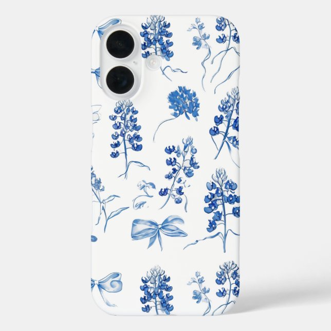 Bluebonnets Texas Flower Floral Blue Bow Pattern Case-Mate iPhone Case (Back)