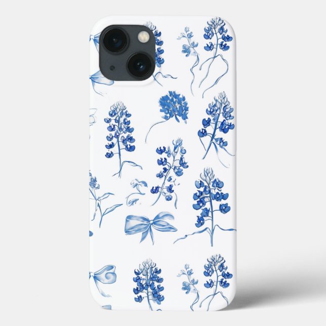 Bluebonnets Texas Flower Floral Blue Bow Pattern Case-Mate iPhone Case (Back)