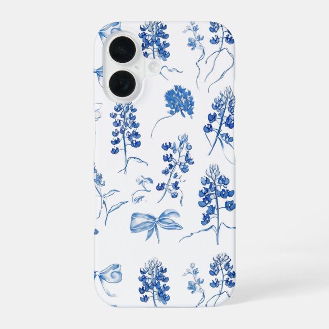 Bluebonnets Texas Flower Floral Blue Bow Pattern Iphone Case (Back)