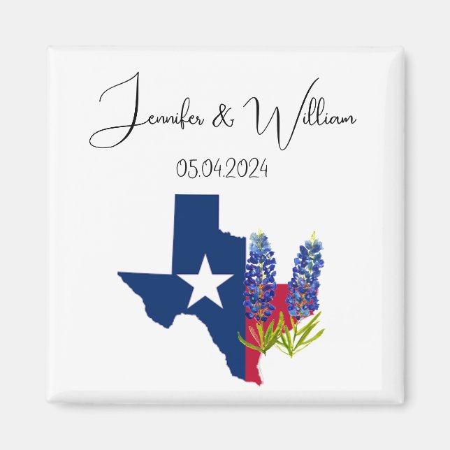 Bluebonnets Texas flower watercolor Floral Wedding Magnet (Front)