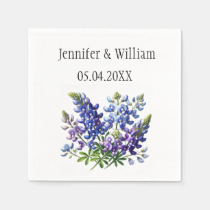 Bluebonnets Texas flower watercolor Floral Wedding Napkins