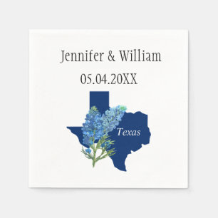Bluebonnets Texas flower watercolor Floral Wedding Napkins
