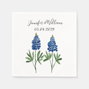 Bluebonnets Texas flower watercolor Floral Wedding Napkins