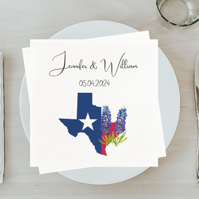 Bluebonnets Texas flower watercolor Floral Wedding Napkins (Creator Uploaded)