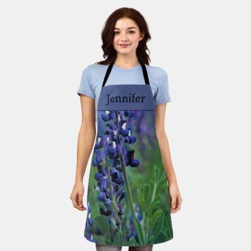 Bluebonnets Texas Flowers Blue Floral Lupine Apron