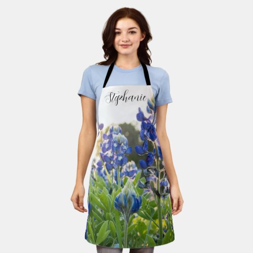 Bluebonnets Texas Flowers Blue Floral Lupine Apron