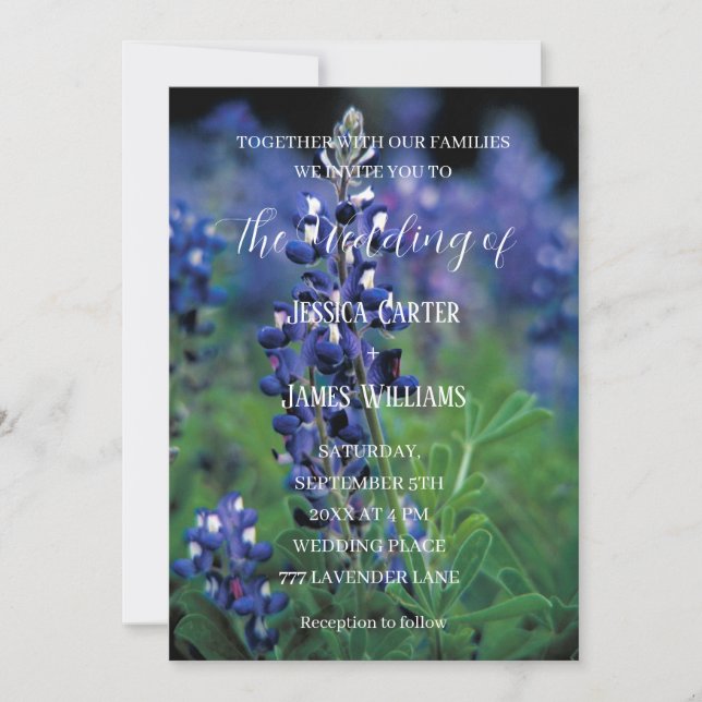 Bluebonnets Texas Flowers Wildflower Wedding Invitation (Front)