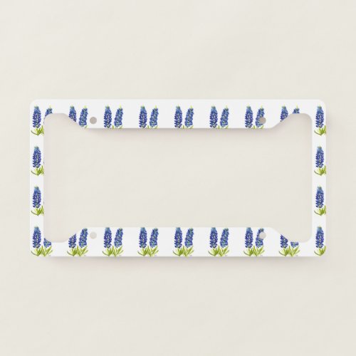 Bluebonnets Texas Flowers Wildflowers Watercolor License Plate Frame