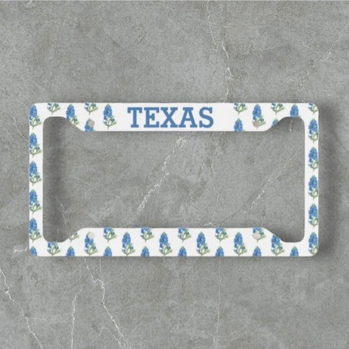 Bluebonnets Texas Flowers Wildflowers Watercolor License Plate Frame