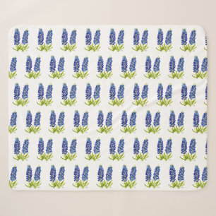 Bluebonnets Texas Flowers Wildflowers Watercolor Sherpa Blanket