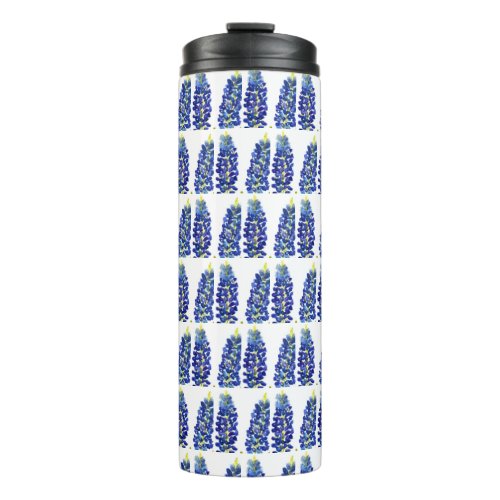 Bluebonnets Texas Flowers Wildflowers Watercolor Thermal Tumbler