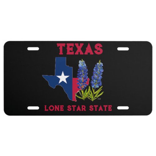 Bluebonnets Texas State Flowers Lone star state  License Plate