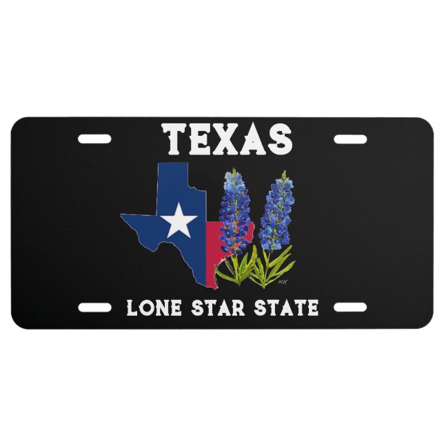 Bluebonnets Texas State Flowers Lone star state License Plate (Front)
