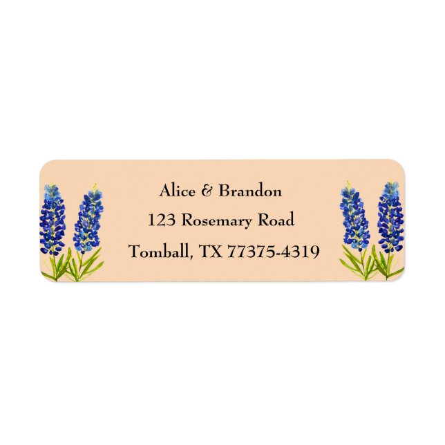 Bluebonnets Texas State Flowers Lupine Boho Label (Front)