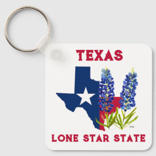 Bluebonnets Texas State Flowers Lupine Lone Star K Keychain