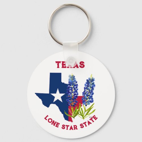 Bluebonnets Texas State Flowers Lupine Lone Star Keychain