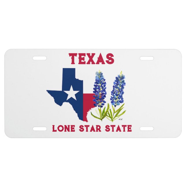 Bluebonnets Texas State Flowers Lupine Lone Star License Plate (Front)