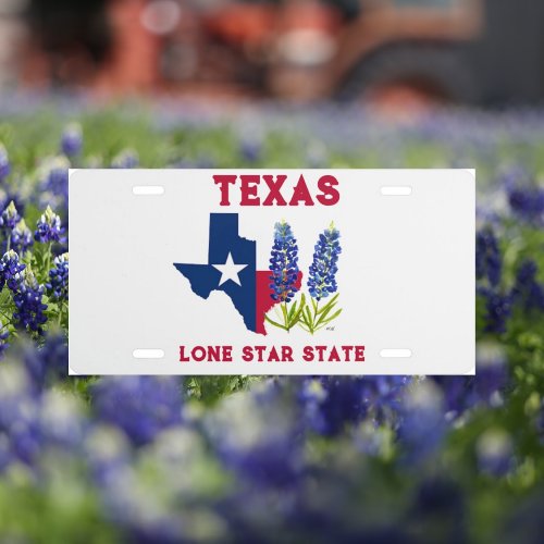 Bluebonnets Texas State Flowers Lupine Lone Star License Plate