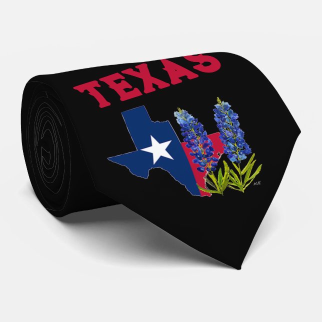 Bluebonnets Texas State Flowers Lupine Lone Star Neck Tie (Rolled)