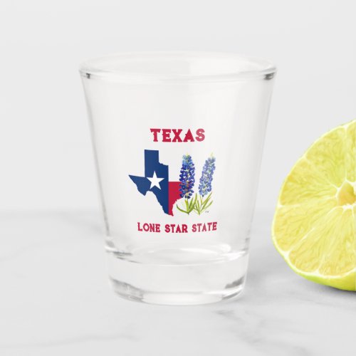 Bluebonnets Texas State Flowers Lupine Lone Star Shot Glass