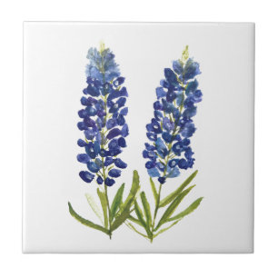 Bluebonnets Texas State Flowers Lupine Watercolor Ceramic Tile