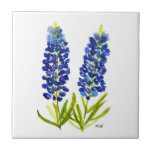 Bluebonnets Texas State Flowers Lupine Watercolor  Ceramic Tile<br><div class="desc">Bluebonnets flowers,  texan floral design. Beautiful Blue flowers illustration. Texas State. Bluebonnets tile.</div>
