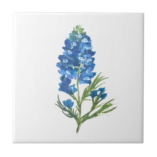 Bluebonnets Texas State Flowers Lupine Watercolor  Ceramic Tile (Front)