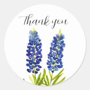 Bluebonnets Texas State Flowers Lupine Watercolor Classic Round Sticker