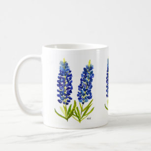 Bluebonnets Texas State Flowers Lupine Watercolor Coffee Mug