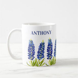 Bluebonnets Texas State Flowers Lupine Watercolor Coffee Mug