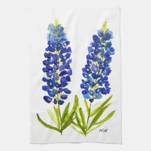 Texas Bluebonnet Wildflower Cotton Kitchen Towel made in the Texas Hill  Country, Embroidered Texas Bluebonnet Wildflowers with Blue Stripe Accent  Towel 100% Cotton - Texas Hill Country Ceramics