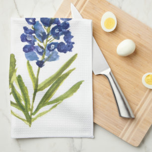 Bluebonnets Texas State Flowers Lupine Watercolor Kitchen Towel