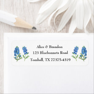 Bluebonnets Texas State Flowers Lupine Watercolor Label