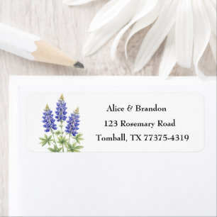 Bluebonnets Texas State Flowers Lupine Watercolor Label
