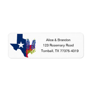 Bluebonnets Texas State Flowers Lupine Watercolor Label