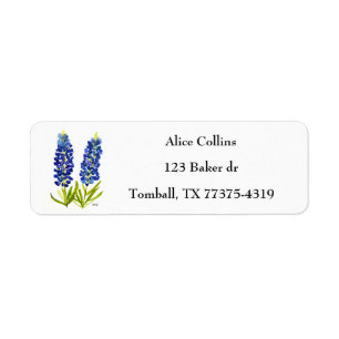 Bluebonnets Texas State Flowers Lupine Watercolor Label